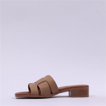 Oh My Sandals Low Heel Mule Slider - Taupe